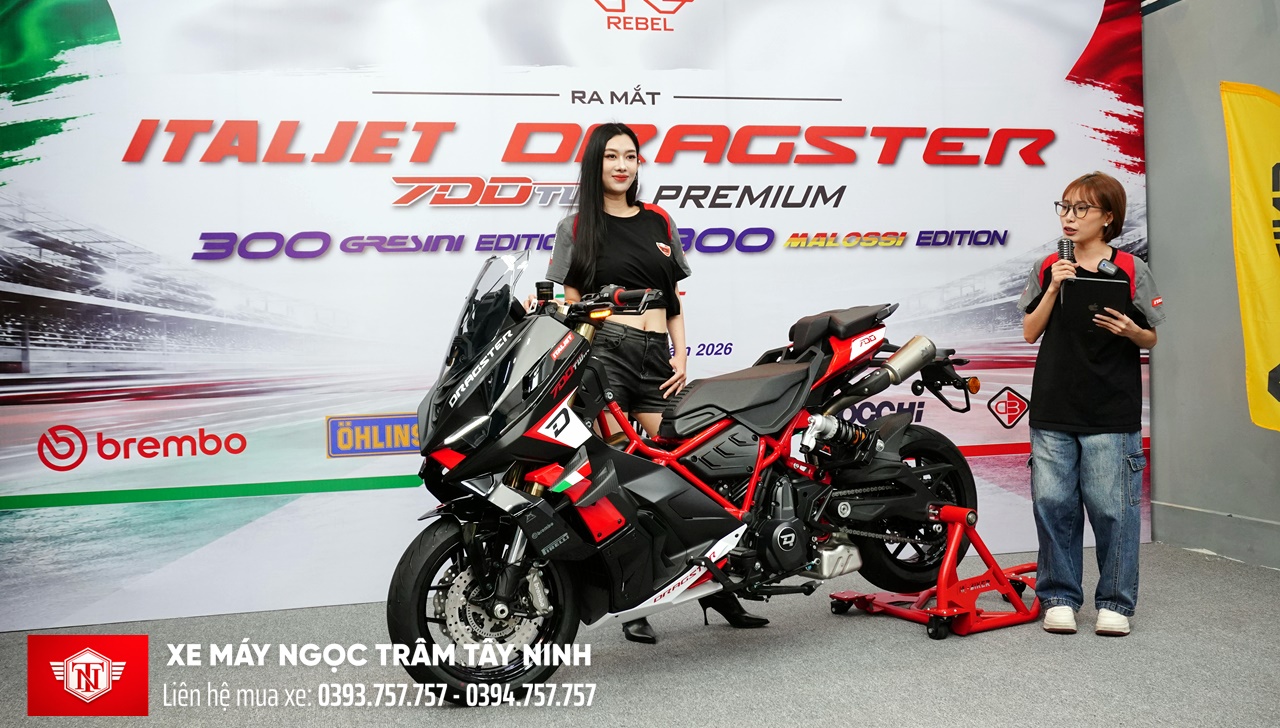 Ngọc Trâm Tây Ninh chính thức phân phối Italjet Dragster 700 Twin Premium Edition – siêu phẩm 700cc giới hạn chỉ 25 xe tại Việt Nam năm 2026 3 Italjet Dragster 700 Twin Premium Edition Xe May Ngoc Tram Tay Ninh 21