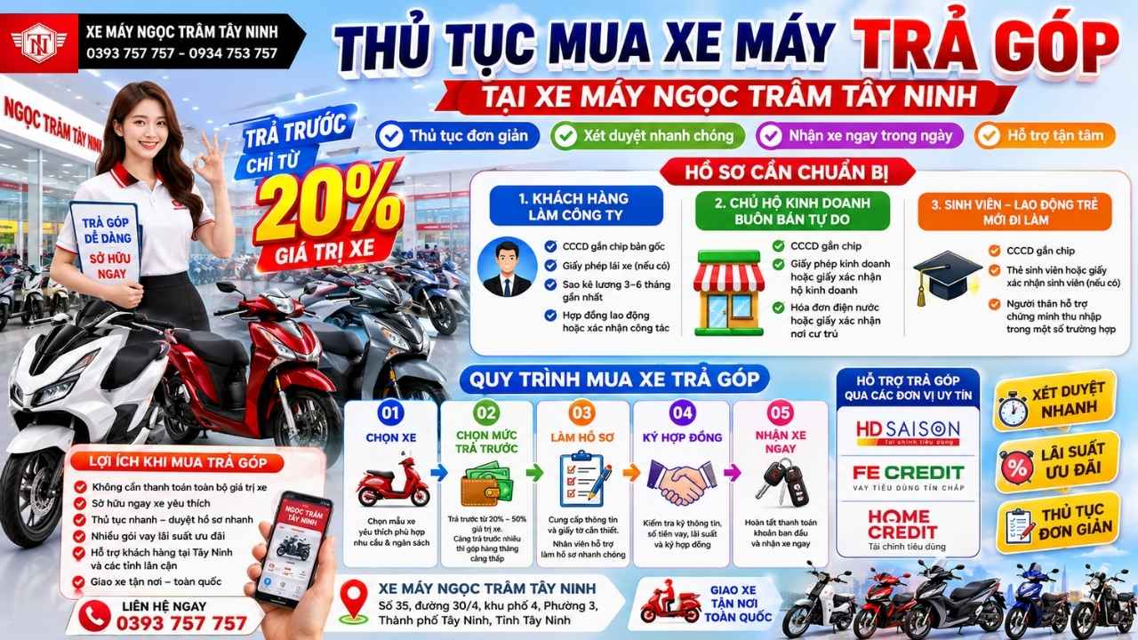 Thủ tục mua xe máy trả góp tại Xe Máy Ngọc Trâm Tây Ninh – Khách hàng cần chuẩn bị những gì? 5 Thu tuc mua xe may tra gop tai Xe May Ngoc Tram Tay Ninh – Khach hang can chuan bi nhung gi